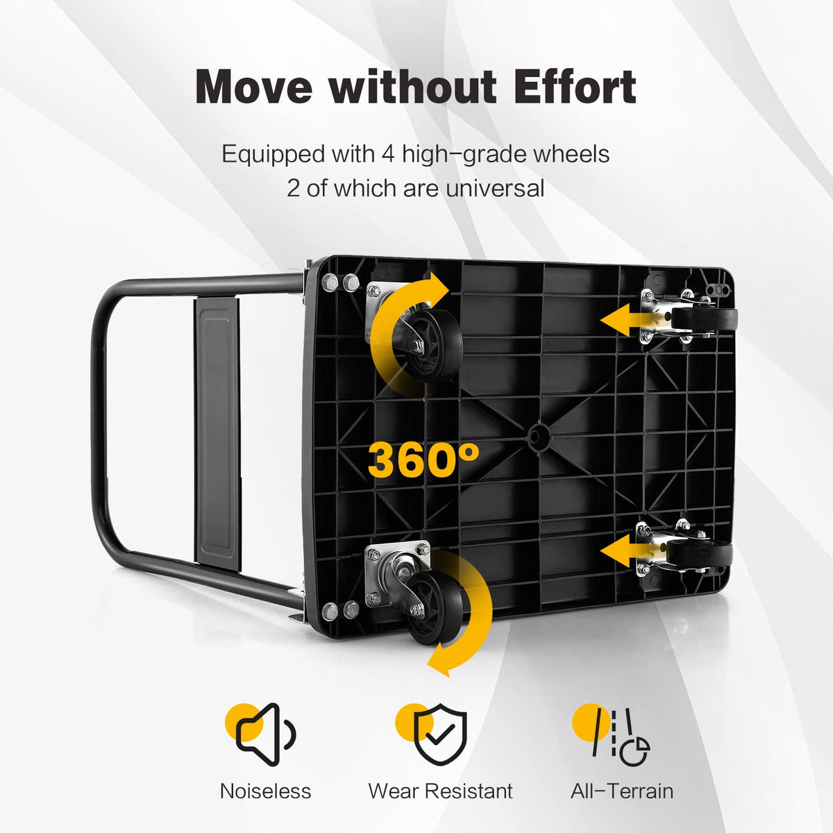 Folding Push Cart Dolly with 360° Swivel Wheels & 200KG Load