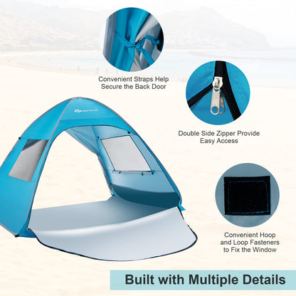 2-4 Persons Automatic Pop-up Beach Tent UPF50+ Sun Protection