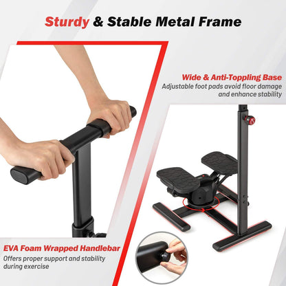 Twist Stair Stepper Workout Equipment with Height-Adjustable Handlebar & Non-slip Pedals