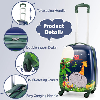 2 Pieces Kids Carry On Luggage Set with Spinner Wheels