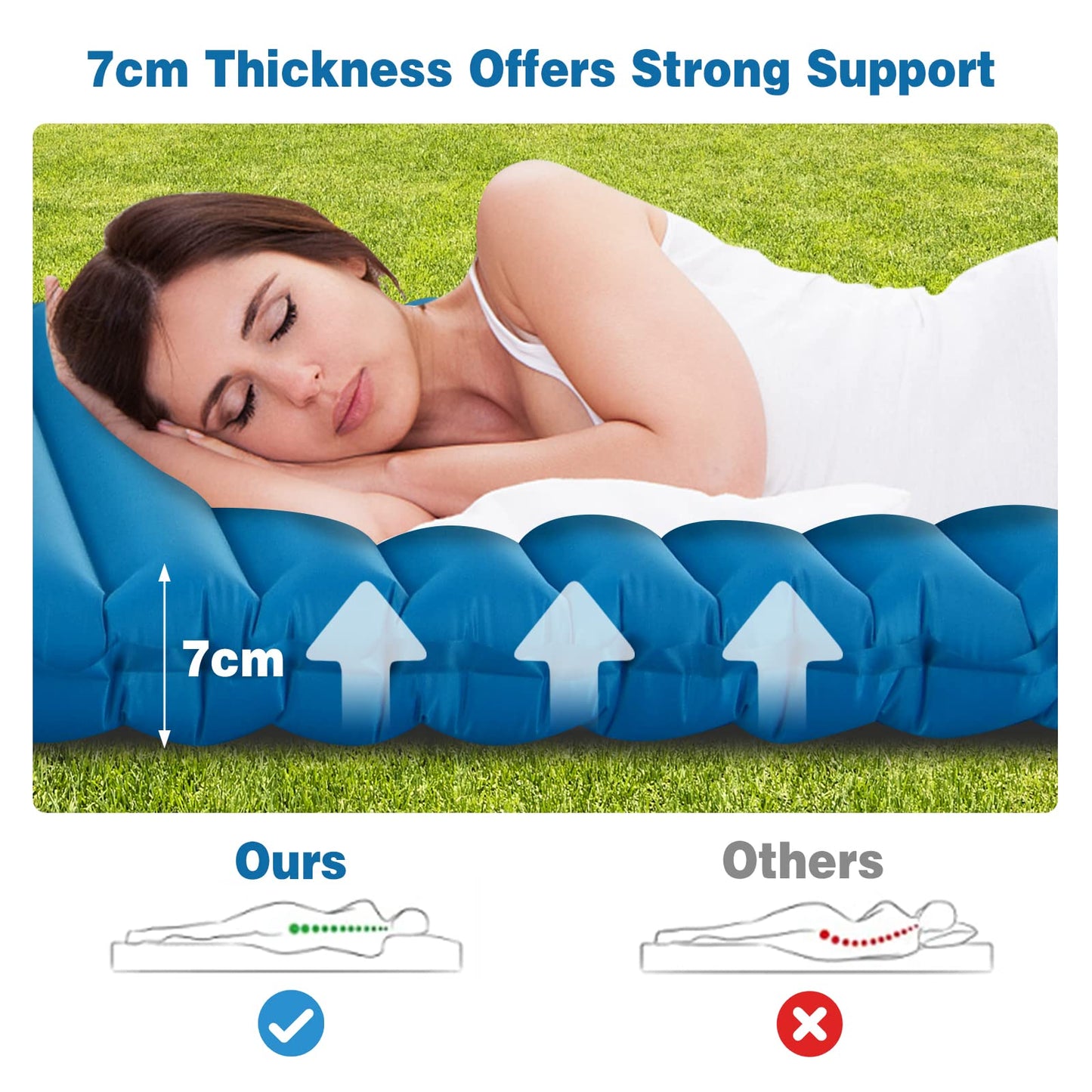3 Inch Thick Inflatable Camping Sleeping Pad Waterproof & Comfortable