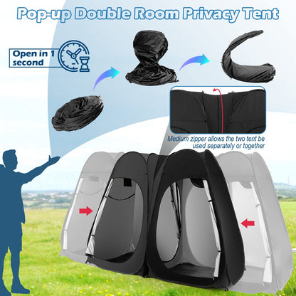 Double Room Outdoor Privacy Tent with Window Floor Storage Pocket