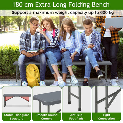 180cm Outdoor Plastic Folding Bench with Handle and Lock