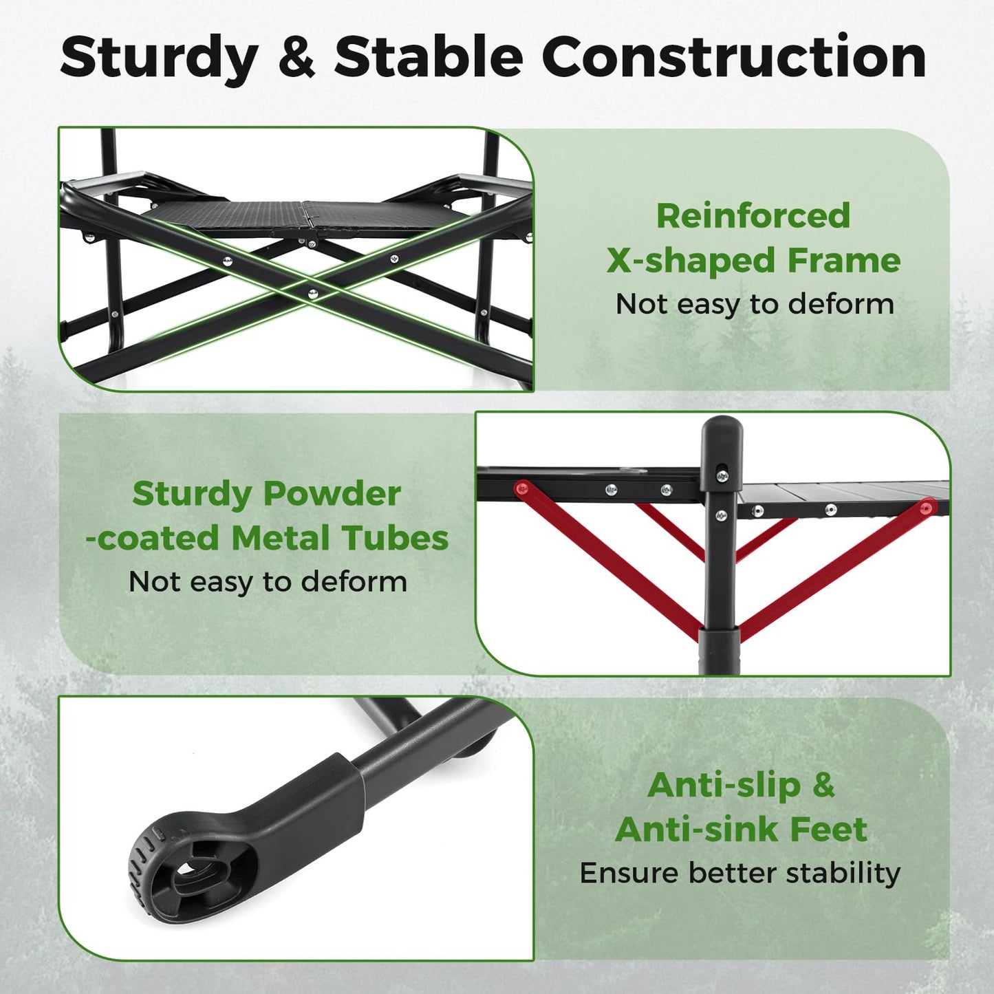Folding Portable Camping Kitchen Table w/Heat-Resistant Aluminum Tabletop