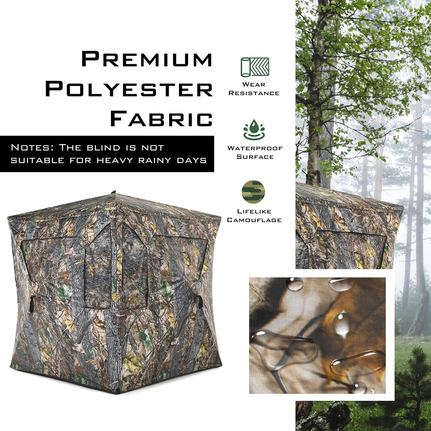 Portable Hunting Blind 3 Person Pop-up Ground Tent w/Gun Ports