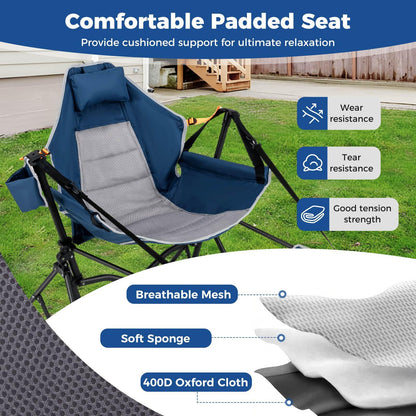 Oversized Hammock Camping Chair with Footrest for Adults with Cup Holder