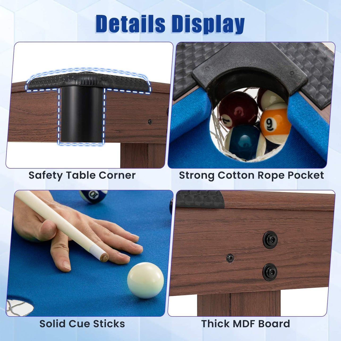 1.2M Pool Table for Kids & Adults for Family Game Bar