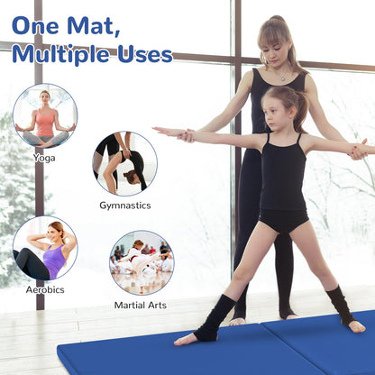 180cm x 60cm Extra Thick Foam Folding Gymnastics Exercise Mat with Carrying Handles