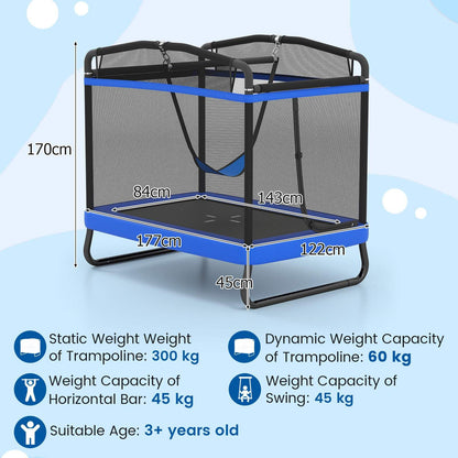 6 FT Kids Trampoline with Swing and Horizontal Bar