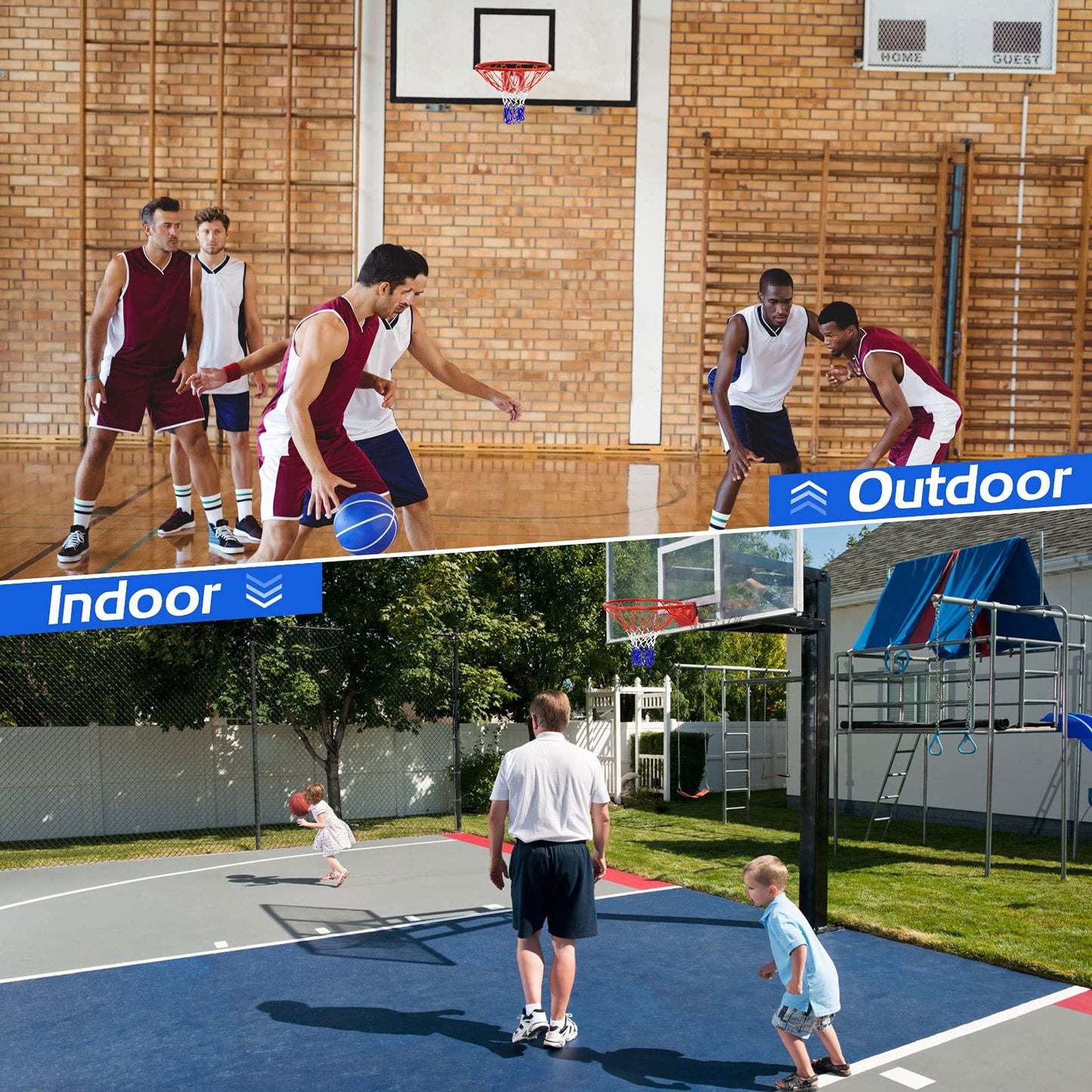 46 CM Basketball Rim Replacement Heavy-Duty Wall Mounted 18“ Basketball Hoop Net w/Standard 12 Loops