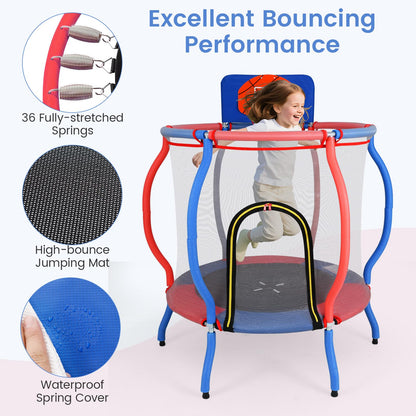 48" Trampoline for Kids with Basketball Hoop