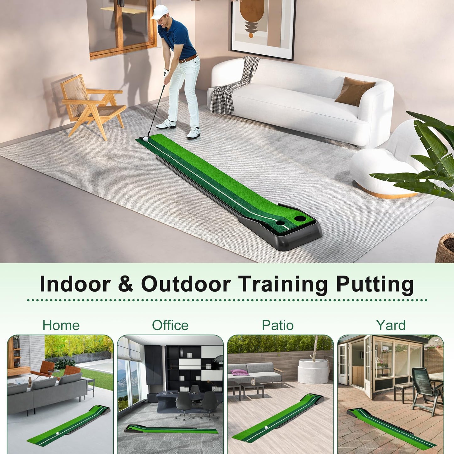 250 CM Putting Green Premium Golf Practice Turf with Simulate Grass Turf