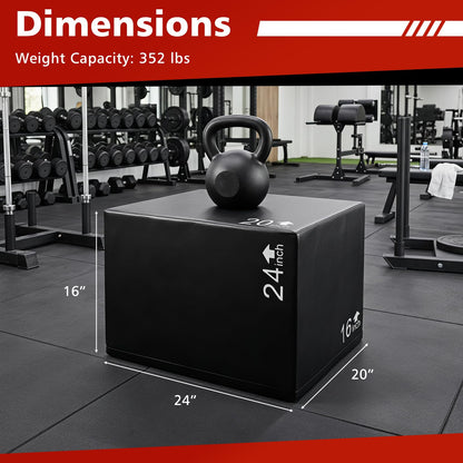 16 Inch Foam Jumping Box with 3 Heights & Easy-to-Clean PU Cover