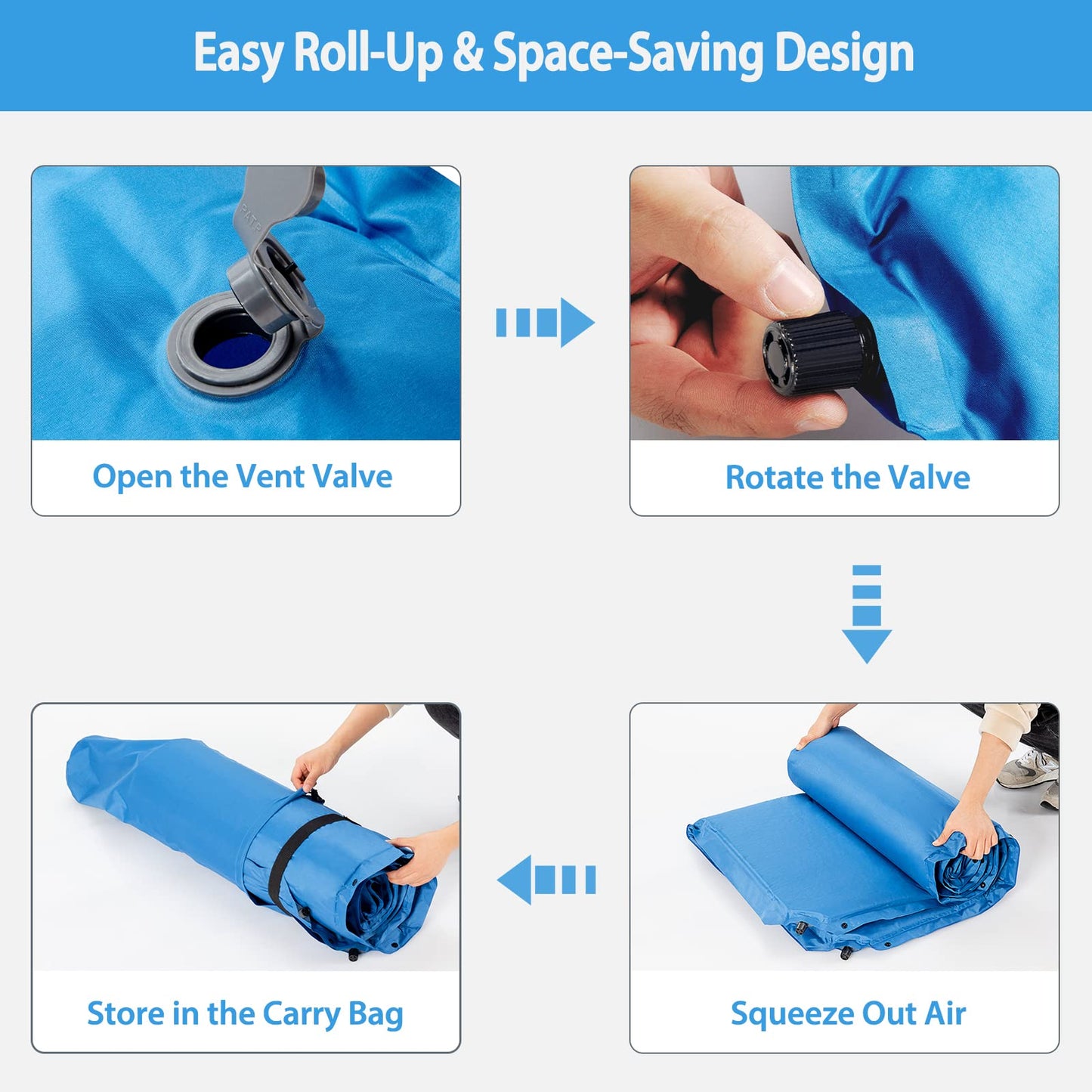 Self-Inflating Travel Mattress Self-Inflating Camping Pad w/Pillows for 2 Persons