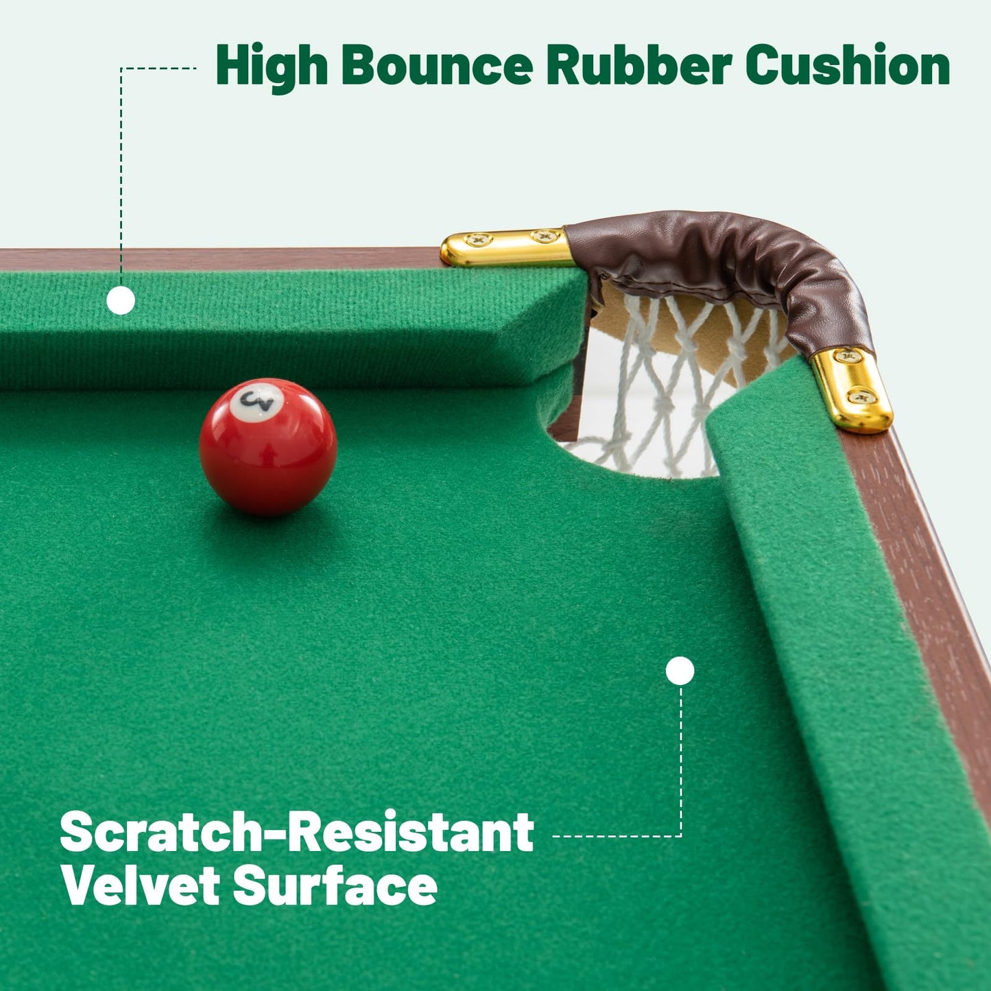 Portable Billiards Table Game with Foldable Legs for Family Game Bar Gym Room