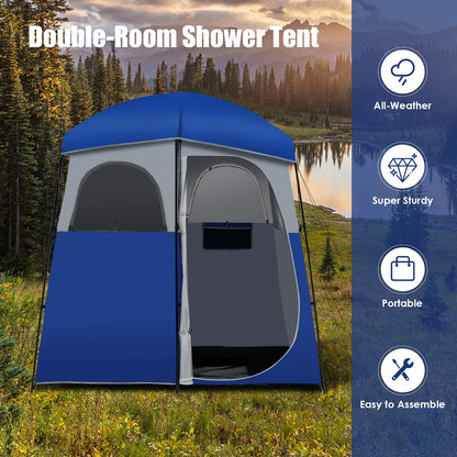 Double-Room Camping Shower Tent Changing Room Privacy Tent