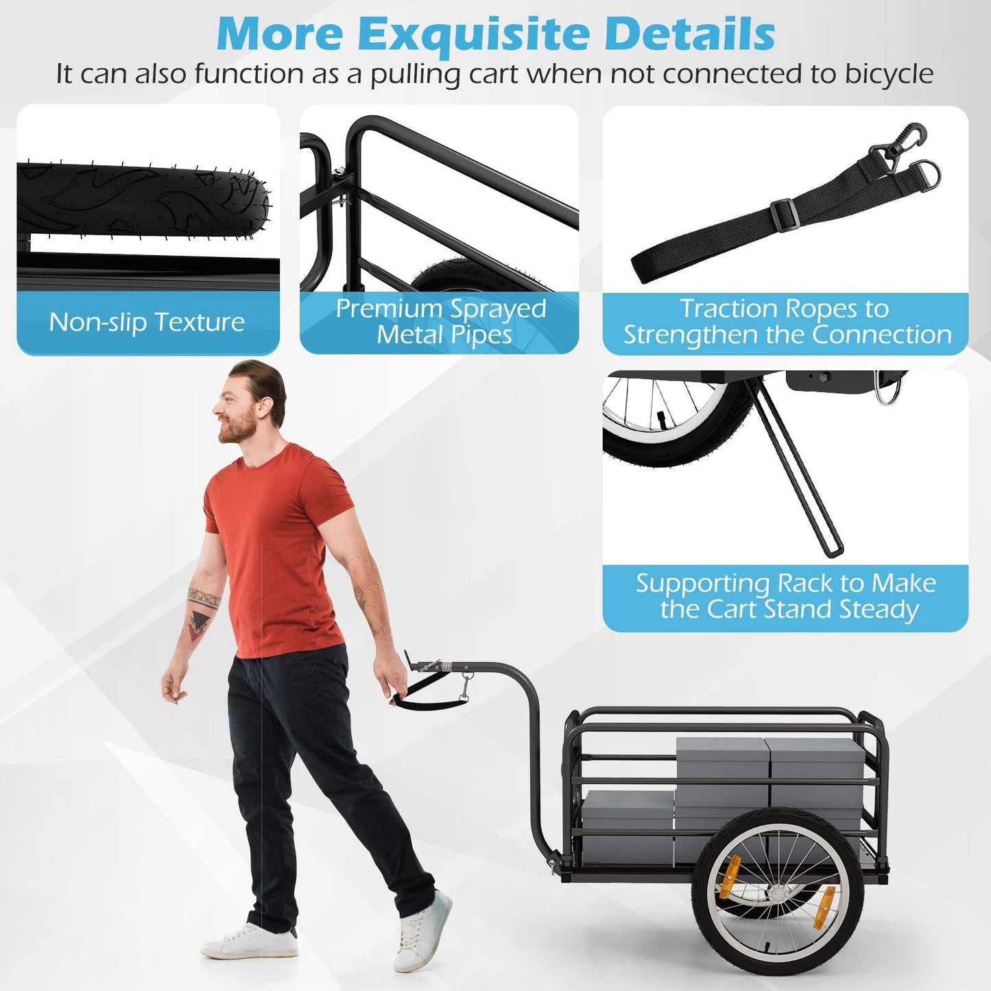 Bike Cargo Trailer with Foldable Frame & Oxford Cloth Cover
