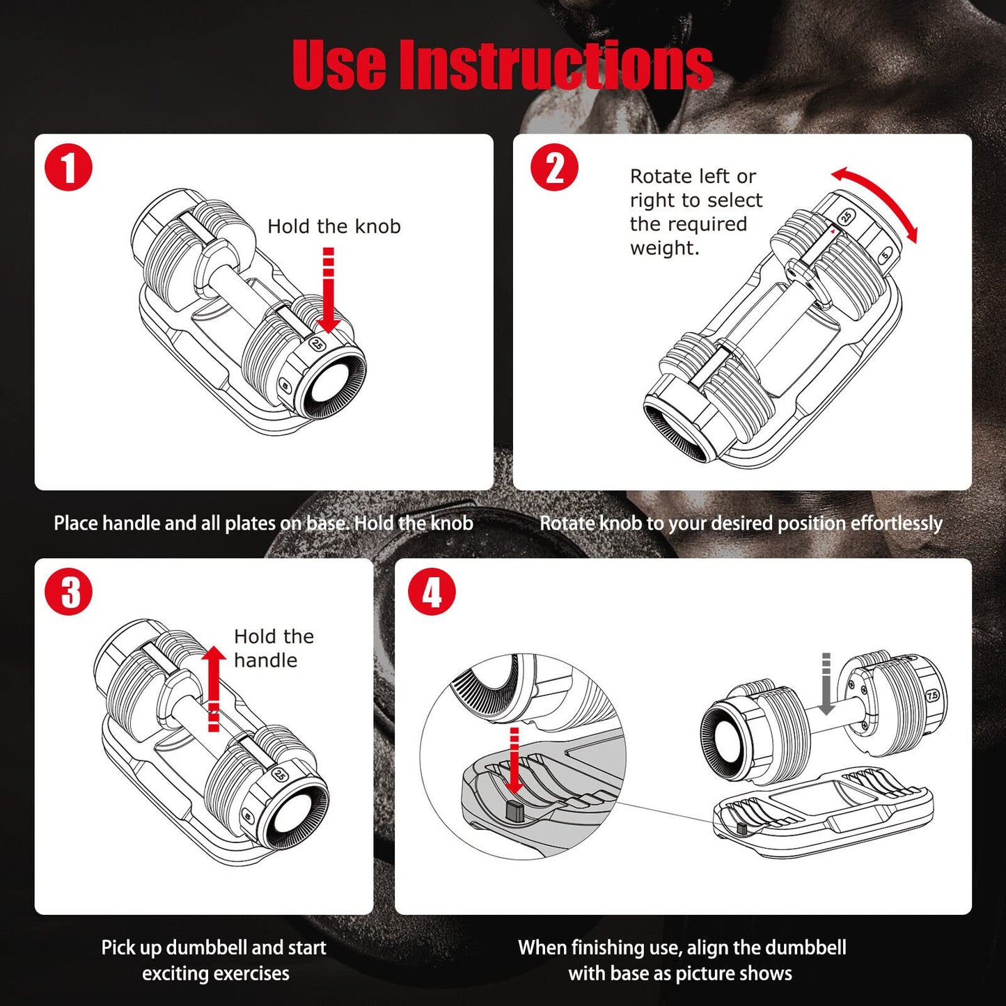 2 PACK Weight Adjustable Dumbbells with Anti-Slip Handle