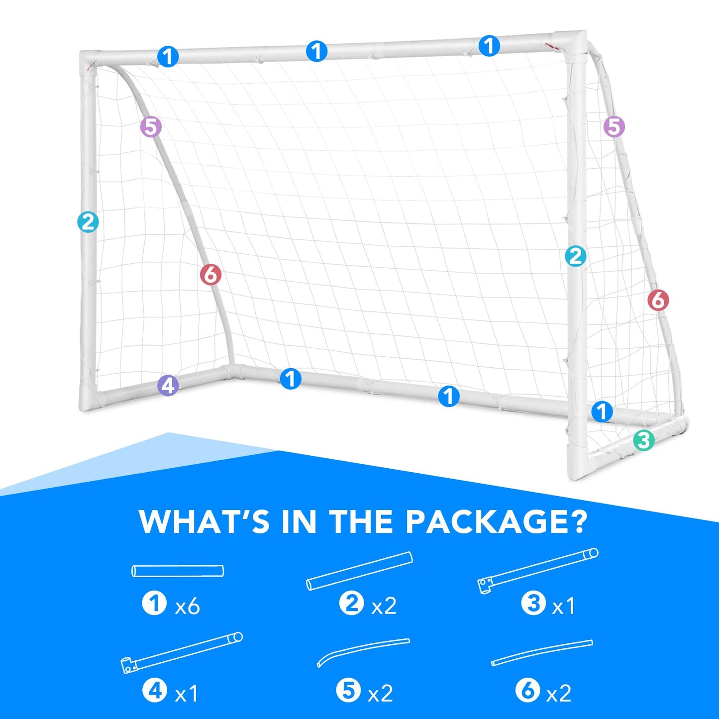 All-Weather Soccer Goal with Strong PVC Frame & High-Strength Netting (1.8M x 1.2M(L x W))
