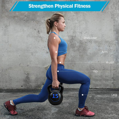 3 Pieces HDPE Coated Concrete Kettlebell Kit with Easy Grip Handle