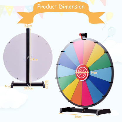 24" Tabletop Spinning Prize Wheel 14 Slots Prize Wheel for Kids Adults w/Dry Erase and Marker