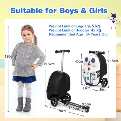 2-IN-1 Skateboard Luggage with 3 Color Lighted Wheels for Kids