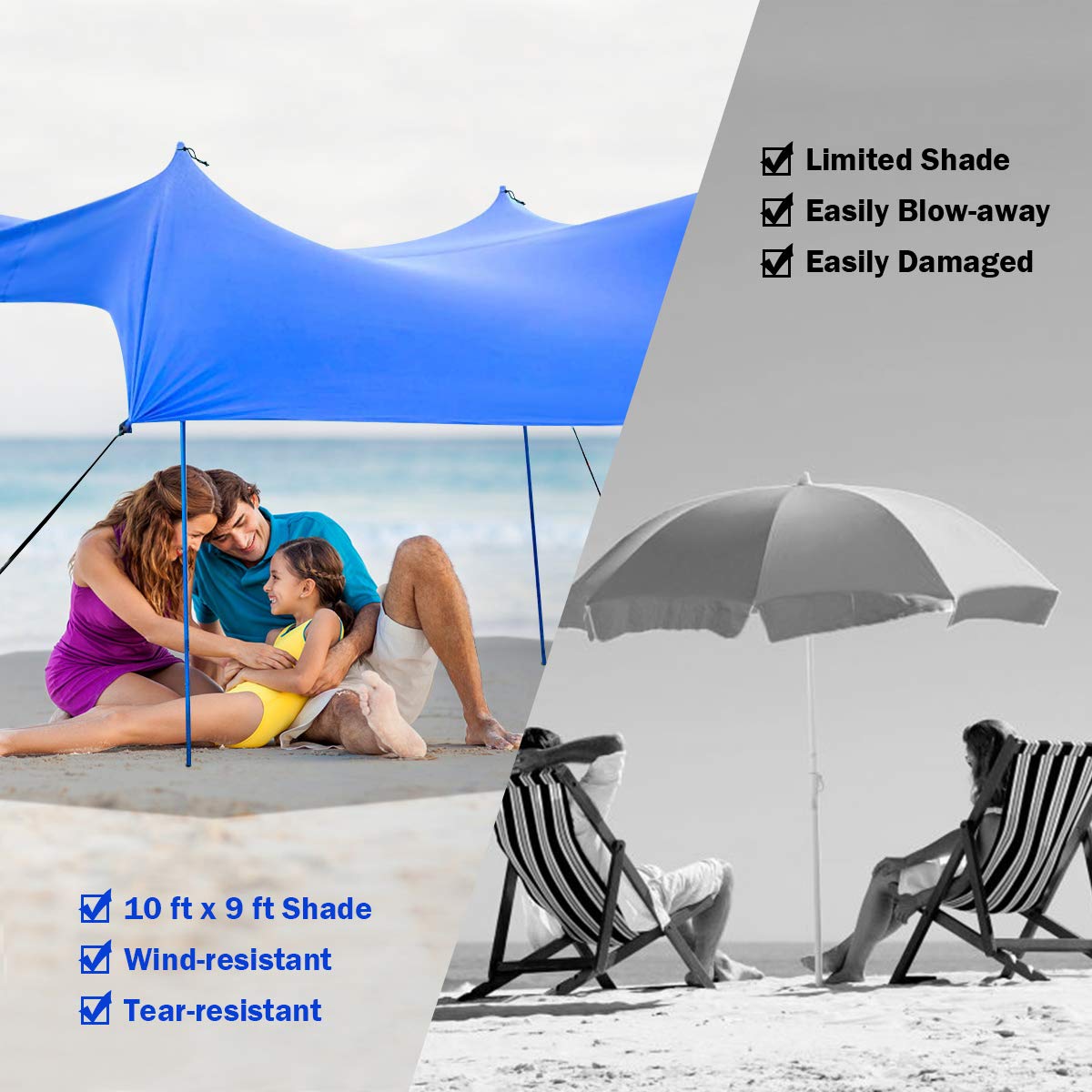 3x2.8 M Beach Sunshade Sun Tent Portable Sun Shade Canopy