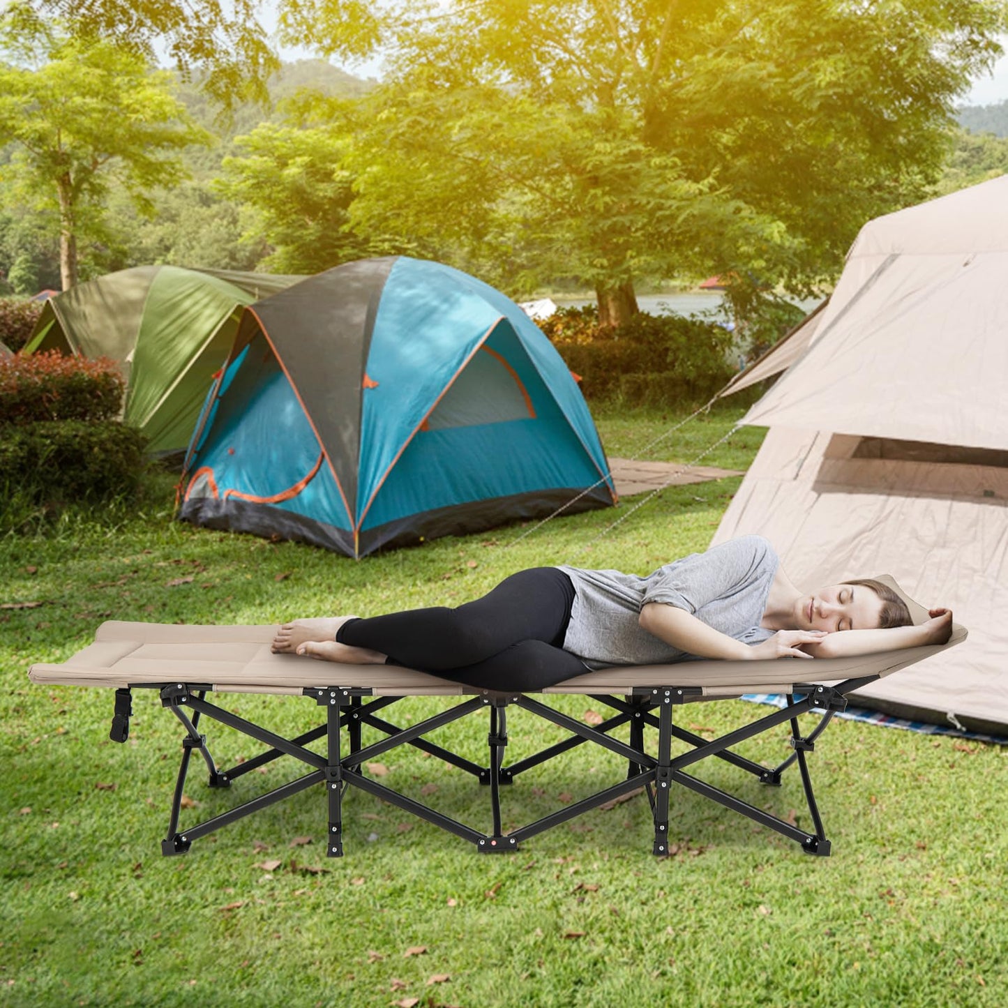 Portable Tent Cot for Indoor Outdoor Travel Camp Vacation Supports 200kg