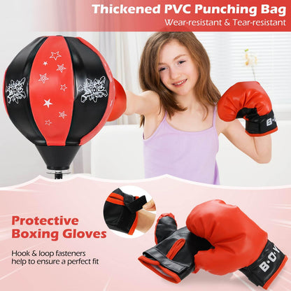 Inflatable Boxing Ball with Boxing Gloves & Air Pump & Stand