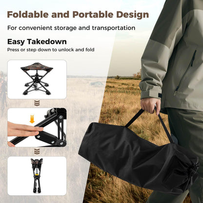 360° Swivel Hunting Chair with Anti-Sink Feet & Lightweight Carry Bag