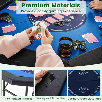 122cm Foldable Poker Table for 8 Players Octagon Poker Card Board Game Leisure Table
