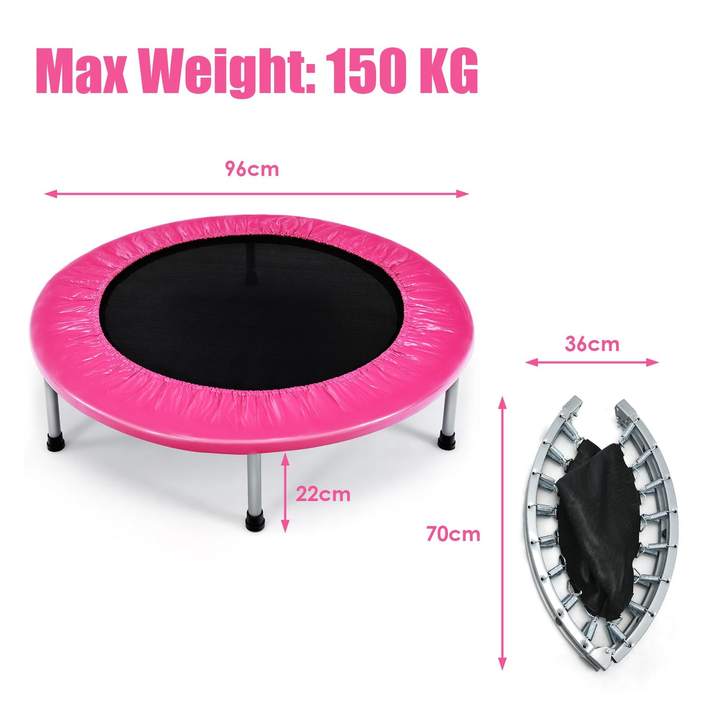 Mini Folding Kids Trampoline Portable Recreational Rebounder