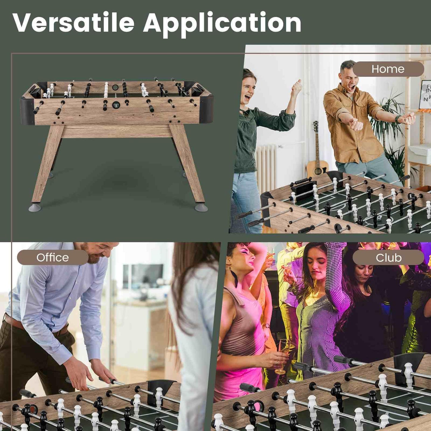 1.2m Foosball Table with Adjustable Leg Levelers for Kids and Adults for Game Rooms