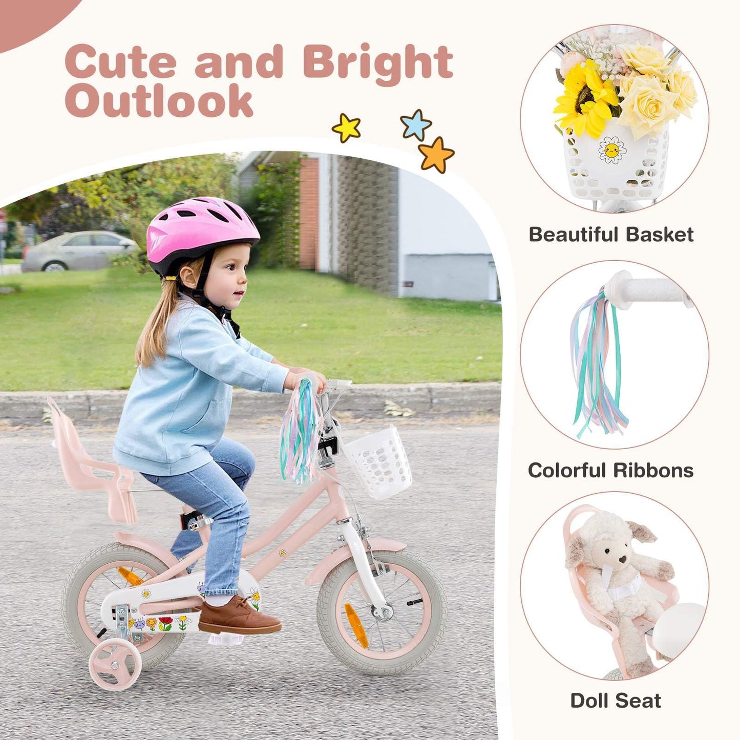 12/14 Inch Children Bicycle w/Detachable Training Wheels