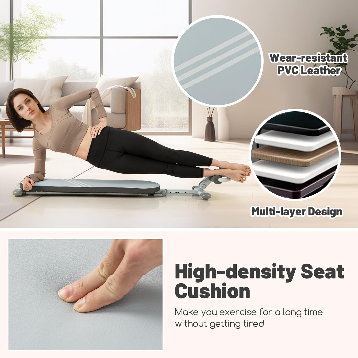 Workout Bench with 3 Gear Adjustable Angles & Adjustable Lengt