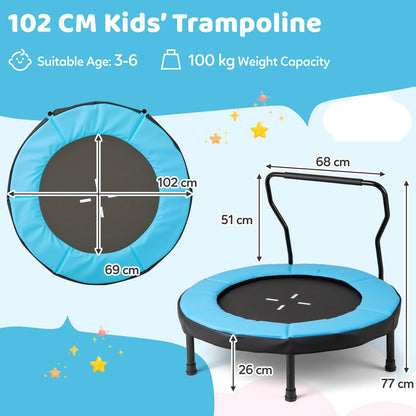 Trampoline with Foam Handlebar & Safety Pad for 3-6 Years Old Toddlers
