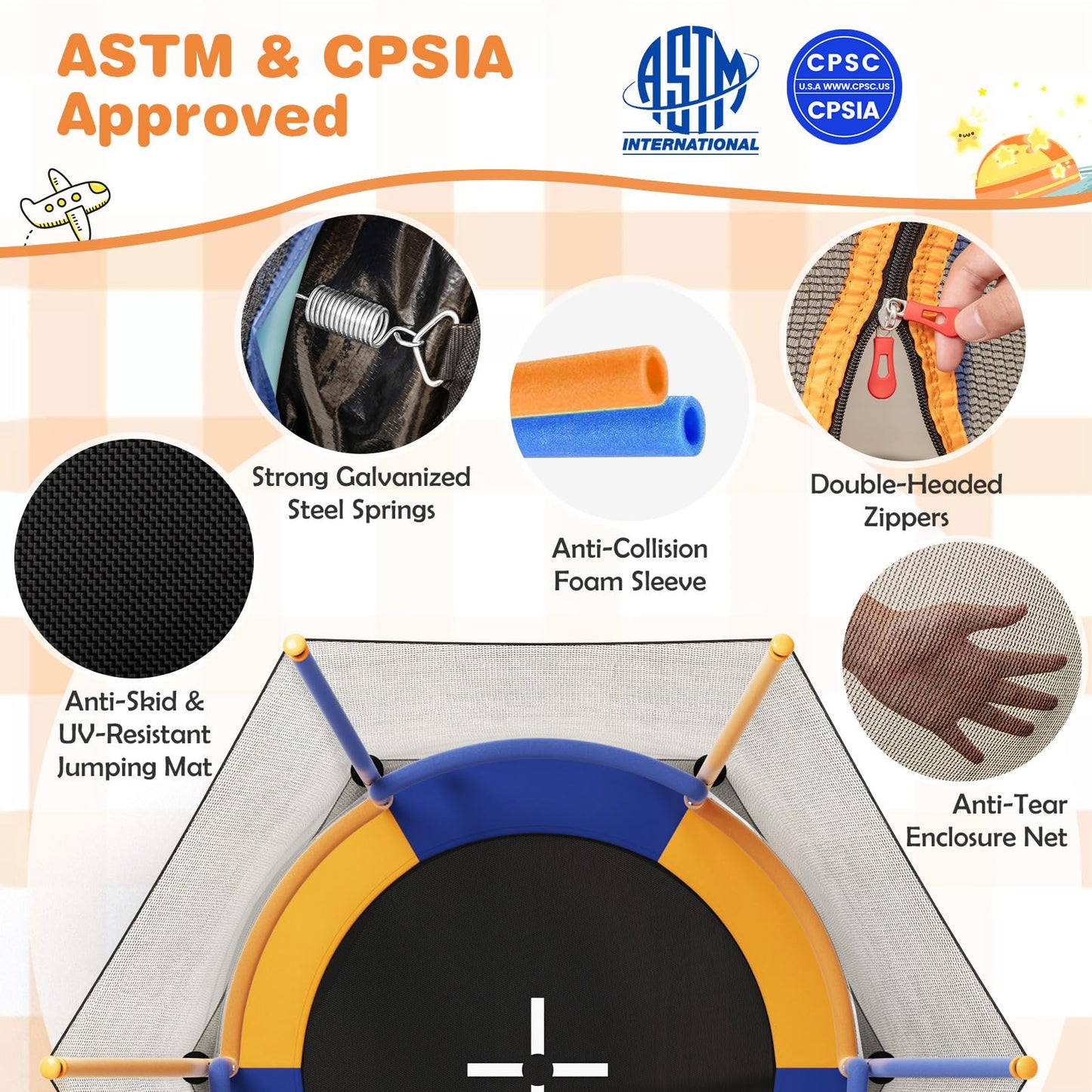 48" Mini Trampoline w/Safety Enclosure Net