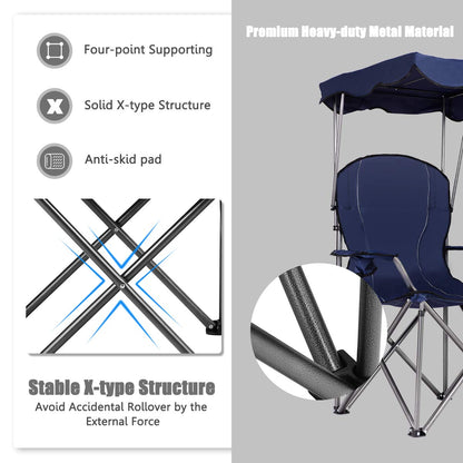 Folding Camping Chair with Adjustable Shade Canopy and Carrying Bag