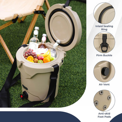 7.85 L Portable Insulated Ice Chest with Flat Seat Lid