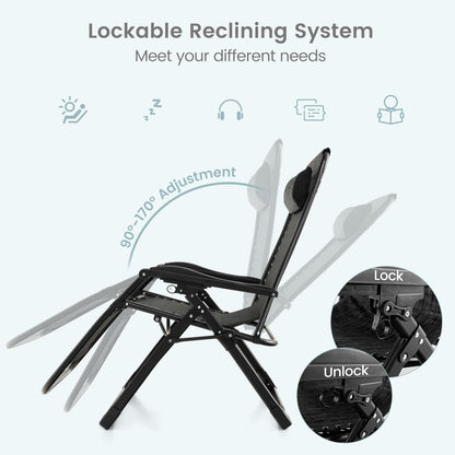 Adjustable Metal Zero Gravity Lounge Chair with Removable Cushion