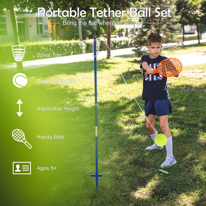 3-Level Height-Adjustable Swing Ball Outdoor Game Set W/Ball and Spiral Coil