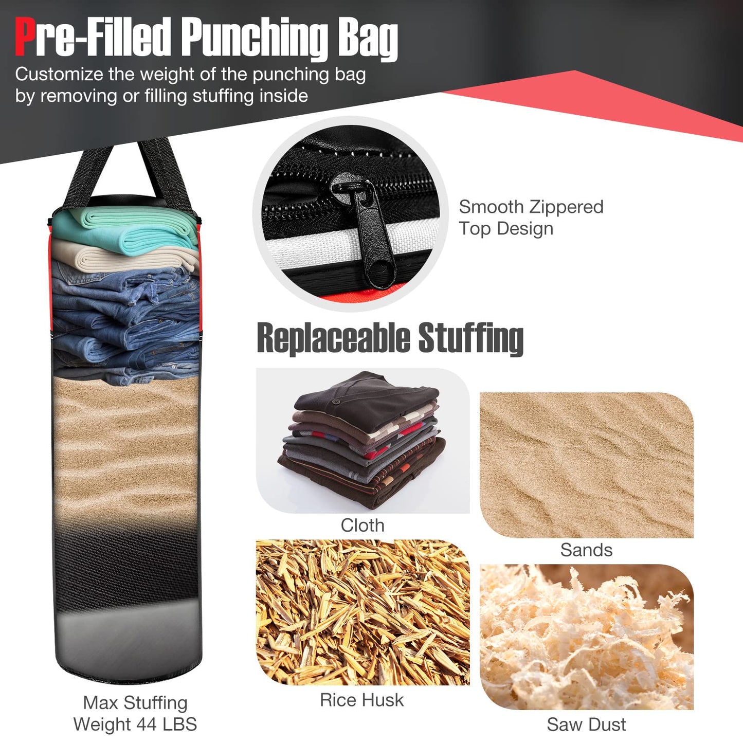 Kids Hanging Punching Bag Set 5 kg Youth Boxing Bag W/Punch Gloves Hand Wraps & Storage Bag