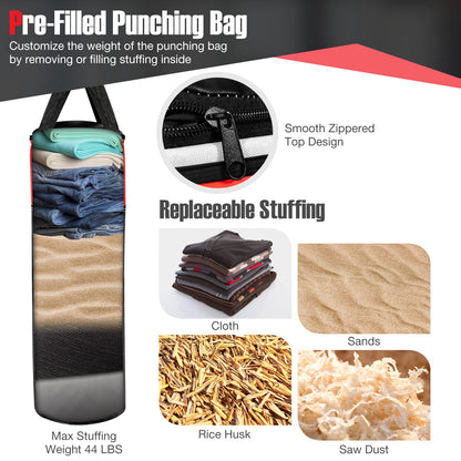 Kids Hanging Punching Bag Set 5 kg Youth Boxing Bag W/Punch Gloves Hand Wraps & Storage Bag