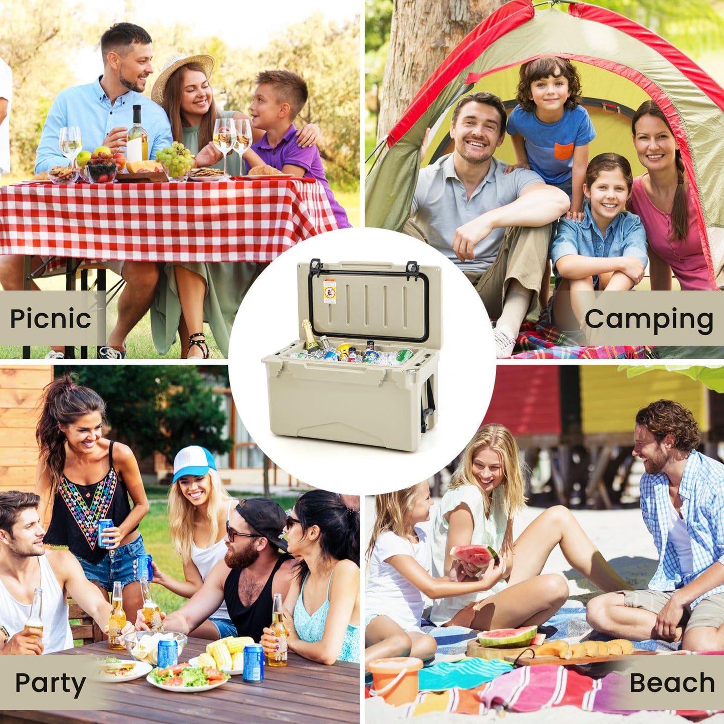 28L Ice Chest with Built-in Bottle Opener Wheels & Handle