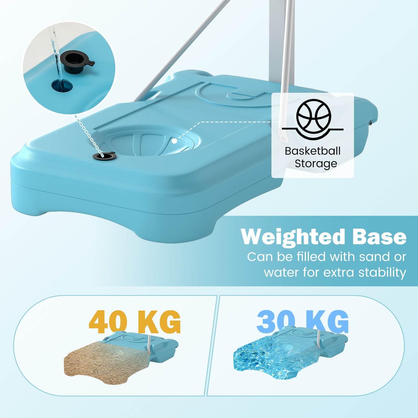 Pool Basketball Hoop with 82cm Shatterproof Backboard for Indoor Outdoor