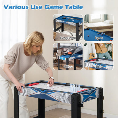 6 in 1 Combo Game Table with Basketball Billiards Ping Pong Hockey Shuffleboard Bowling for Kids and Adults