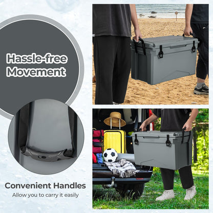 47L Insulated Portable Ice Chest with Integrated Cup Holders