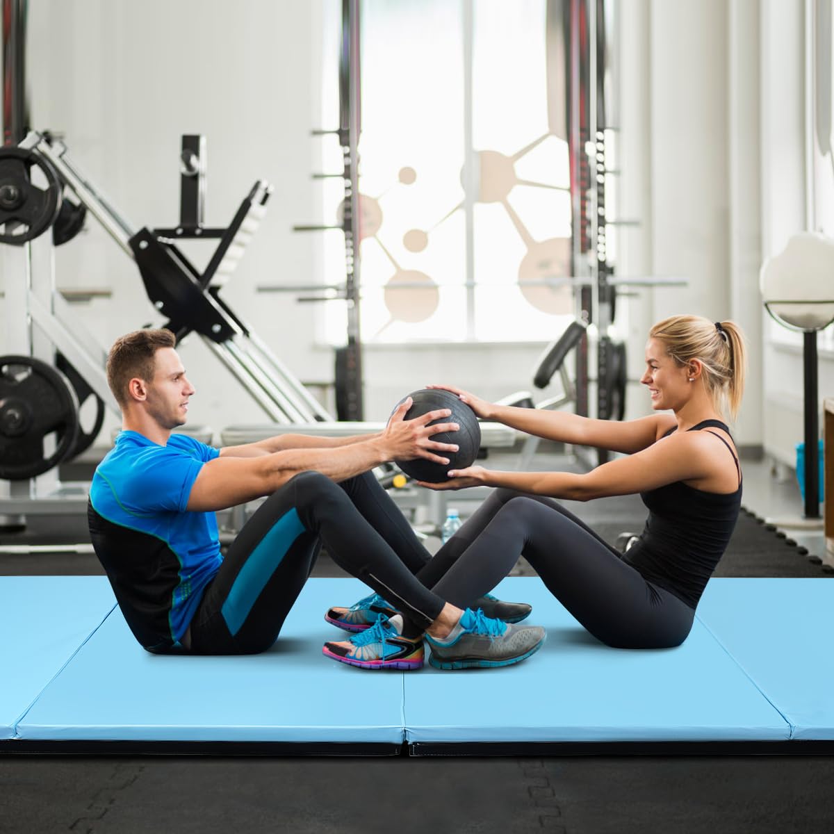 Gymnastics Mat 118cm X 300cm Foldable Gym Exercise Mat with Carrying Handles