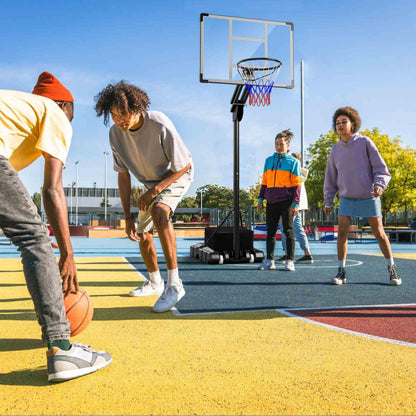 Adjustable Basketball Hoop with Shatterproof Backboard and 2 Wheels