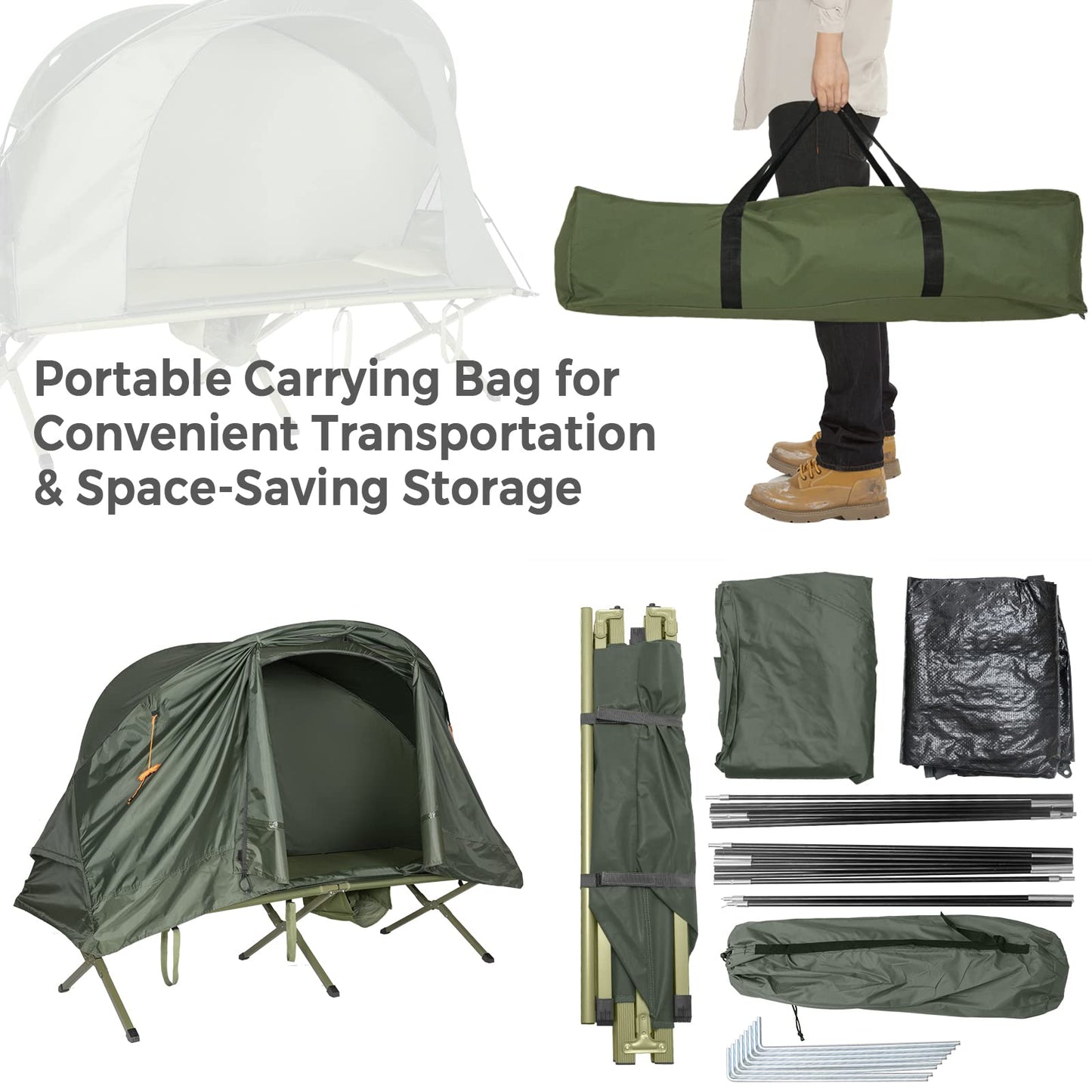 4-In-1 Camping Cot Tent for 1 Person to Use for Outdoor Activities